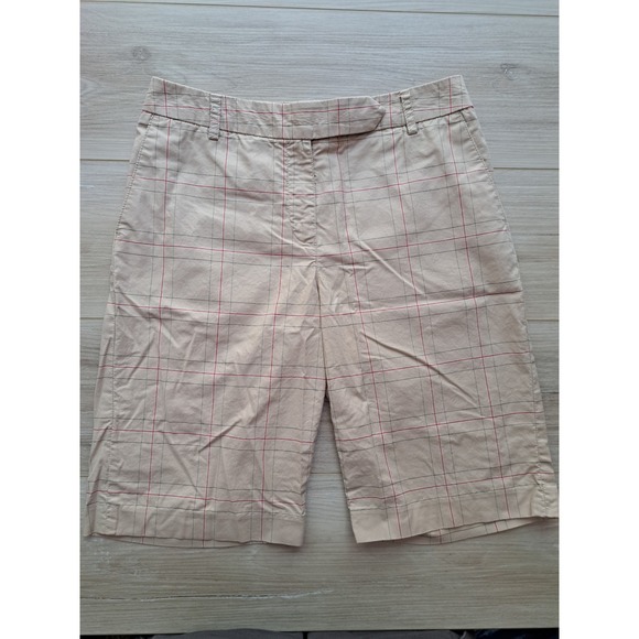 Lizgolf Pants - Lizgolf Audra Tan Plaid Golf Shorts Womens Windowpane Pattern size 4